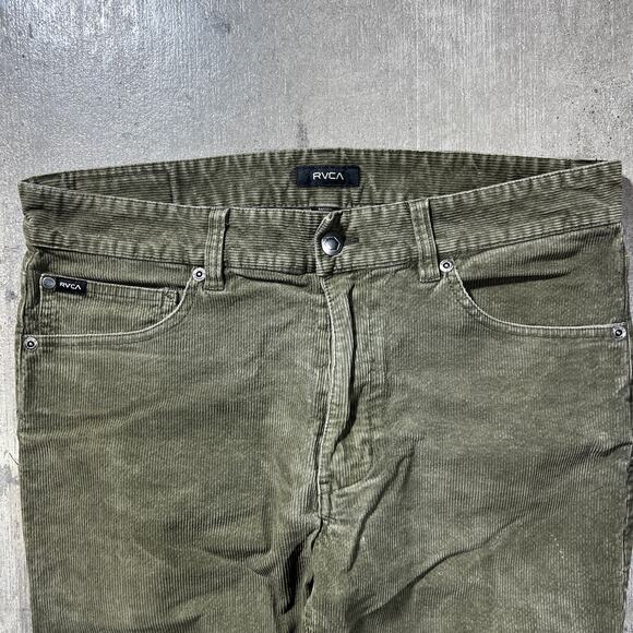 RVCA Daggers Fit Corduroy Pants Olive Green Size 32 Slim Straight - Picture 3 of 7